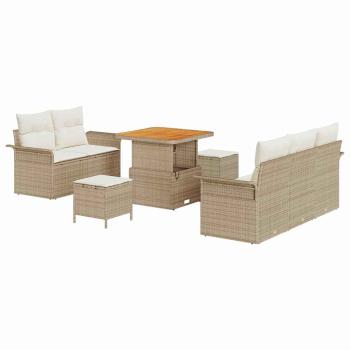 Garten-Sofa-Set 8 stk. 7-Sitzanzahl Beige und Creme