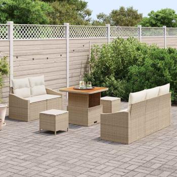 Garten-Sofa-Set 8 Stk. 7-Sitzanzahl Beige