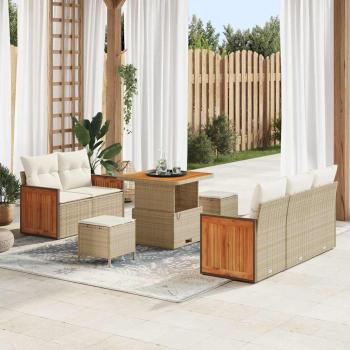 ARDEBO.de - Gartensofa-set 10 Stk. 7-Sitzanzahl Beige und Creme Poly-Rattan
