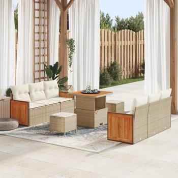ARDEBO.de - Gartensofa-set 11 stk. 8-Sitzanzahl Beige und Creme Poly-Rattan