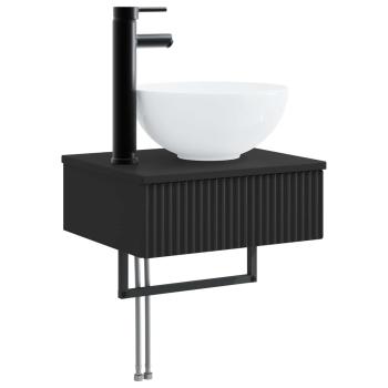 Badezimmermöbel-Set 3 stk. Schwarz 33 x 34,5 x 160 cm