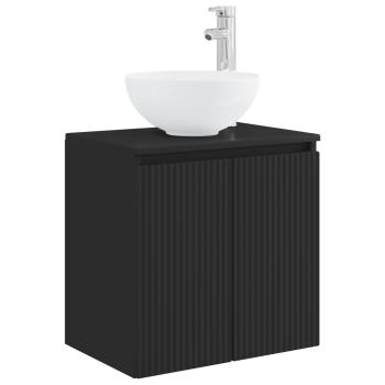 Badezimmermöbel-Set 3 stk. Schwarz 33 x 34,5 x 160 cm