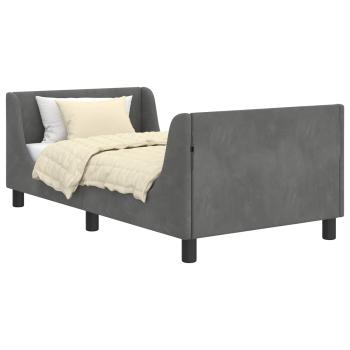 Kinderbettgestell mit Kopfteil Dunkelgrau 80 x 160 cm Samt