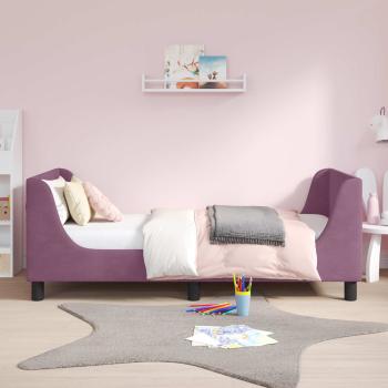 Kinderbettgestell mit Kopfteil Lila 80 x 160 cm Samt