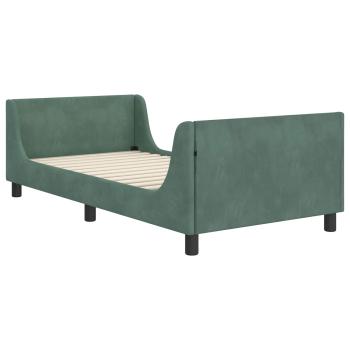 Kinderbettgestell mit Kopfteil Meergrün 90 x 200 cm Samt