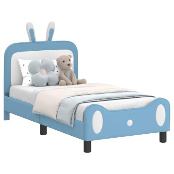Kinderbettgestell mit Kopfteil Blau 80 x 160 cm PU