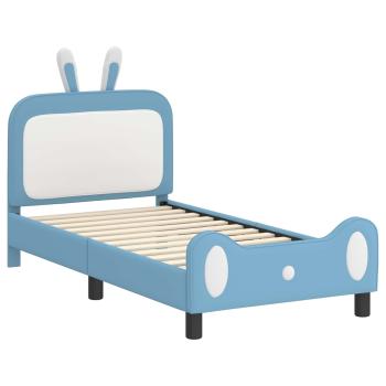 Kinderbettgestell mit Kopfteil Blau 80 x 160 cm PU