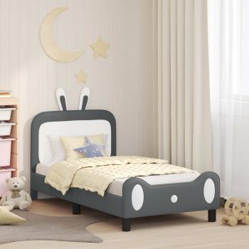 ARDEBO.de - Kinderbettgestell mit Kopfteil Hellgrau 80 x 160 cm PU