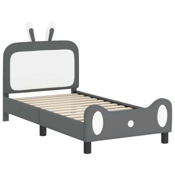 Kinderbettgestell mit Kopfteil Hellgrau 80 x 160 cm PU