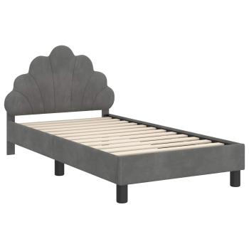Kinderbettgestell mit Kopfteil Dunkelgrau 80 x 160 cm Samt