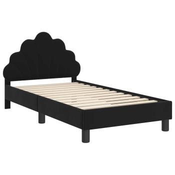Kinderbettgestell mit Kopfteil Schwarz 80 x 160 cm Samt