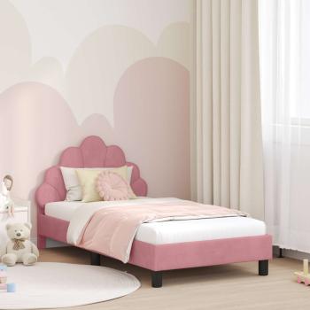 ARDEBO.de - Kinderbettgestell mit Kopfteil Rosa 80 x 160 cm Samt