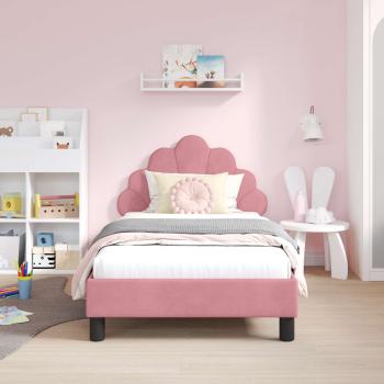 Kinderbettgestell mit Kopfteil Rosa 80 x 160 cm Samt