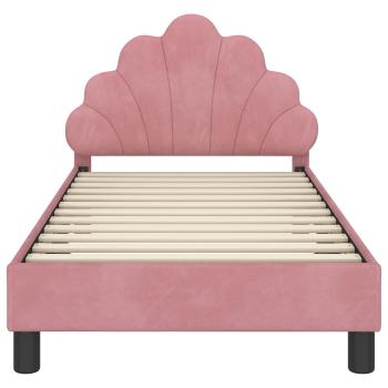 Kinderbettgestell mit Kopfteil Rosa 80 x 160 cm Samt