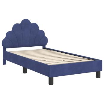 Kinderbettgestell mit Kopfteil Polizeiblau 80 x 160 cm Samt