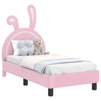 Kinderbettgestell mit Kopfteil Rosa 70 x 140 cm PU