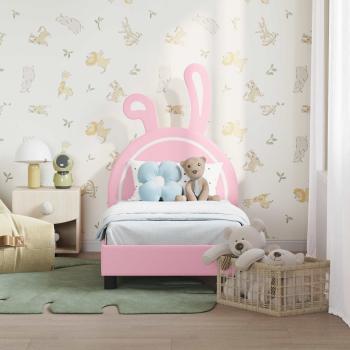 Kinderbettgestell mit Kopfteil Rosa 70 x 140 cm PU