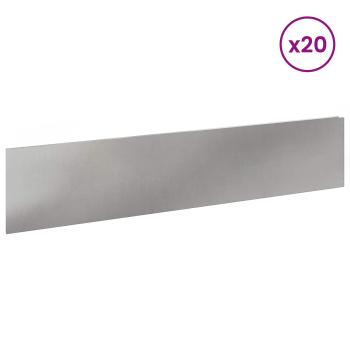 Rasenkante 20 stk. 100 x 22 cm Stahl Silber