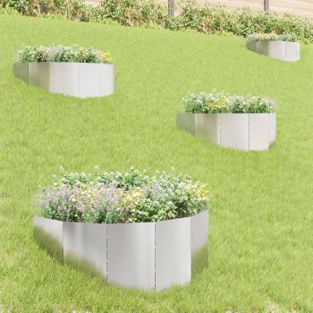 ARDEBO.de - Raseneinfassung 4 stk. 100 x 45 cm Stahl Silber
