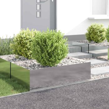 ARDEBO.de - Raseneinfassung 4 stk. 100 x 60 x 35 cm Stahl Silber