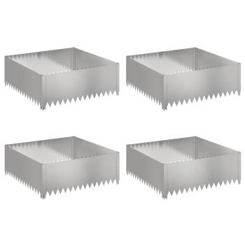Raseneinfassung 4 stk. 100 x 100 x 35 cm Stahl Silber
