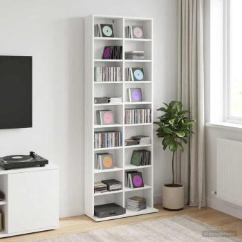 ARDEBO.de - CD Regal Weiß 65 x 23,5 x 175 cm Holzwerkstoff