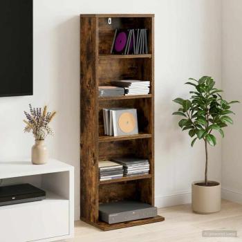 ARDEBO.de - CD Regal Raucheiche 33 x 23,5 x 97,5 cm Holzwerkstoff