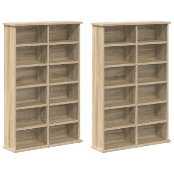 CD Regal 2 Stk. Sonoma-Eiche 60 x 17 x 92 cm Holzwerkstoff