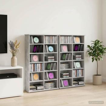ARDEBO.de - CD Regal 2 Stk. Betongrau 60 x 17 x 92 cm Holzwerkstoff