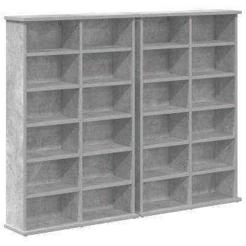 CD Regal 2 Stk. Betongrau 60 x 17 x 92 cm Holzwerkstoff
