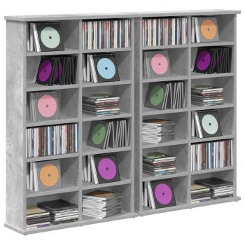 CD Regal 2 Stk. Betongrau 60 x 17 x 92 cm Holzwerkstoff