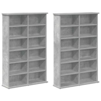 CD Regal 2 Stk. Betongrau 60 x 17 x 92 cm Holzwerkstoff