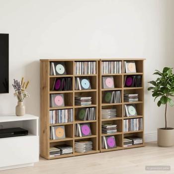 ARDEBO.de - CD Regal 2 Stk. Artisan-Eiche 60 x 17 x 92 cm Holzwerkstoff