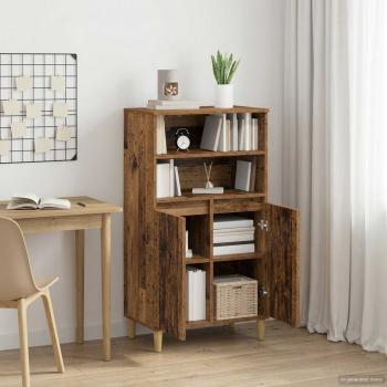 Highboard Eichenholz 60 x 36 x 110 cm Holzwerkstoff