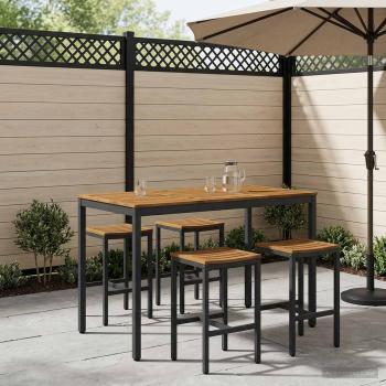 ARDEBO.de - Gartenbar-Tisch Natürlich und Schwarz 141 x 80,5 x 105 cm