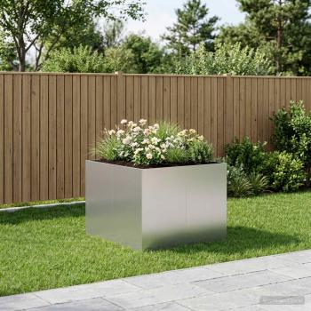 ARDEBO.de - Garten-Pflanzgefäß Silber 80 x 80 x 60 cm Verzinkter Stahl