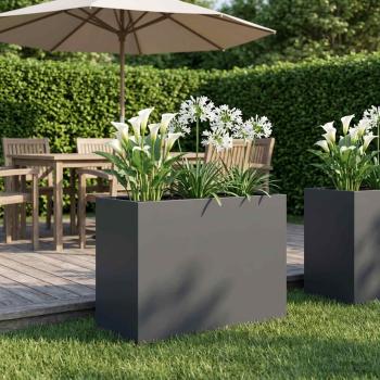 ARDEBO.de - Garten-Pflanzgefäß Anthrazit 60 x 30 x 50 cm