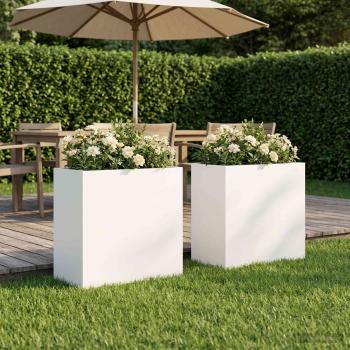 ARDEBO.de - Garten-Pflanzgefäß 2 stk. Weiß 50 x 30 x 40 cm