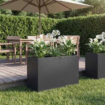 ARDEBO.de - Garten-Pflanzgefäß Schwarz 80 x 40 x 50 cm Kaltgewalzter Stahl