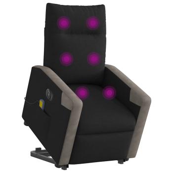 Elektrischer Massagesessel mit Aufstehhilfe Schwarz Stoff