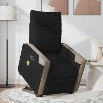 Elektrischer Massagesessel mit Aufstehhilfe Schwarz Stoff