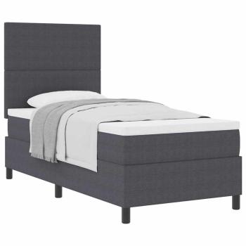 Boxspringbett Dunkelgrau und Weiß 90 x 190 cm Cordstoff