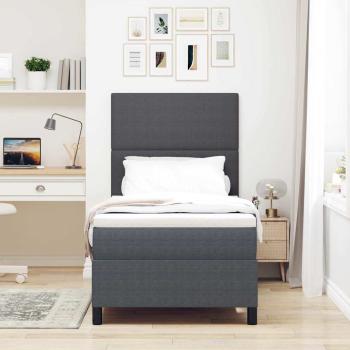 Boxspringbett Dunkelgrau und Weiß 90 x 190 cm Cordstoff