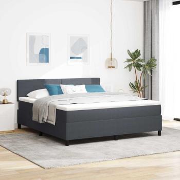 ARDEBO.de - LED Boxspringbett Dunkelgrau und Weiß 180 x 200 cm Cordstoff