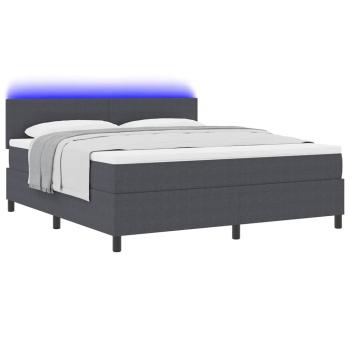 LED Boxspringbett Dunkelgrau und Weiß 180 x 200 cm Cordstoff