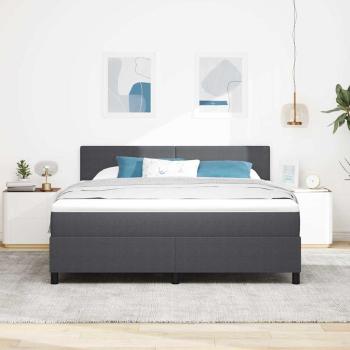 LED Boxspringbett Dunkelgrau und Weiß 180 x 200 cm Cordstoff
