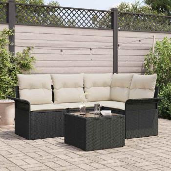 ARDEBO.de - Gartensofa-set 5 stk. Schwarz Poly-Rattan