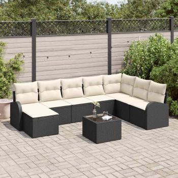 ARDEBO.de - Gartensofa-set 9 stk. Schwarz [Synthetisch]: Poly Rattan