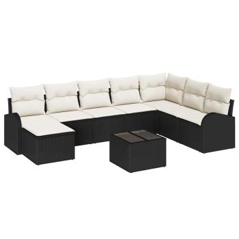 Gartensofa-set 9 stk. Schwarz [Synthetisch]: Poly Rattan
