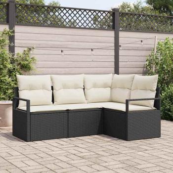ARDEBO.de - Sofa Set 4 stk. Schwarz [Synthetisch]: Poly Rattan